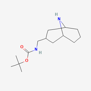 molecular formula C14H26N2O2 B3221997 tert-butyl N-{9-azabicyclo[3.3.1]nonan-3-ylmethyl}carbamate CAS No. 1210273-21-4