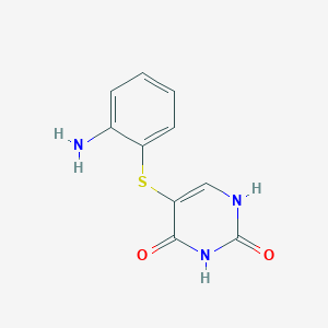 molecular formula C10H9N3O2S B3222031 5-[(2-aminophenyl)sulfanyl]-2,4(1H,3H)-pyrimidinedione CAS No. 1211-87-6