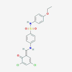 4-[[(E)-(3,5-dichloro-6-oxocyclohexa-2,4-dien-1-ylidene)methyl]amino]-N-(4-ethoxyphenyl)benzenesulfonamide