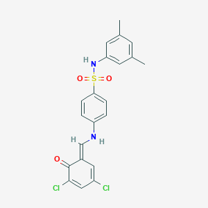 molecular formula C21H18Cl2N2O3S B322216 4-[[(E)-(3,5-dichloro-6-oxocyclohexa-2,4-dien-1-ylidene)methyl]amino]-N-(3,5-dimethylphenyl)benzenesulfonamide 