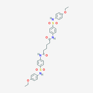molecular formula C34H38N4O8S2 B322221 N,N'-bis{4-[(4-ethoxyphenyl)sulfamoyl]phenyl}hexanediamide 
