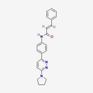 molecular formula C23H22N4O B3222233 N-(4-(6-(pyrrolidin-1-yl)pyridazin-3-yl)phenyl)cinnamamide CAS No. 1211994-04-5