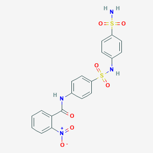 molecular formula C19H16N4O7S2 B322226 2-nitro-N-{4-[(4-sulfamoylphenyl)sulfamoyl]phenyl}benzamide 
