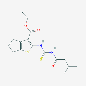molecular formula C16H22N2O3S2 B322233 ethyl 2-{[(3-methylbutanoyl)carbamothioyl]amino}-5,6-dihydro-4H-cyclopenta[b]thiophene-3-carboxylate 