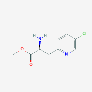 molecular formula C9H11ClN2O2 B3222330 Methyl(2S)-2-amino-3-(5-chloro(2-pyridyl))propanoate hydrochlride CAS No. 1212869-66-3