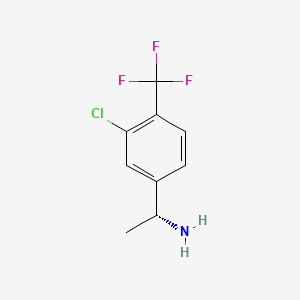 molecular formula C9H9ClF3N B3222383 (1R)-1-[3-CHLORO-4-(TRIFLUOROMETHYL)PHENYL]ETHYLAMINE HCl CAS No. 1213108-25-8