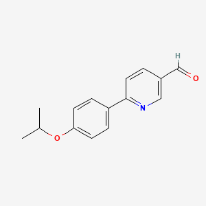 molecular formula C15H15NO2 B3222420 2-(4-(1-甲基乙氧基)苯基)吡啶-5-甲醛 CAS No. 1213239-68-9