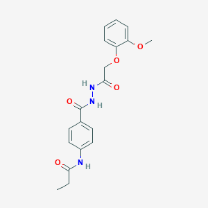molecular formula C19H21N3O5 B322245 N-[4-({2-[(2-methoxyphenoxy)acetyl]hydrazino}carbonyl)phenyl]propanamide 