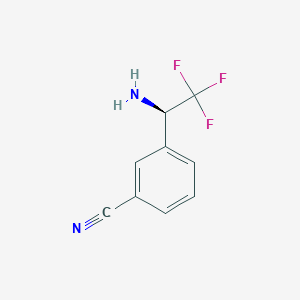 molecular formula C9H7F3N2 B3222471 3-((1R)-1-Amino-2,2,2-trifluoroethyl)benzenecarbonitrile CAS No. 1213398-54-9