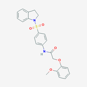 molecular formula C23H22N2O5S B322262 N-[4-(2,3-dihydro-1H-indol-1-ylsulfonyl)phenyl]-2-(2-methoxyphenoxy)acetamide 