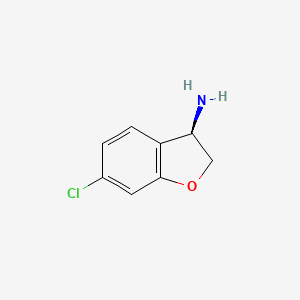 molecular formula C8H8ClNO B3222622 (R)-6-chloro-2,3-dihydrobenzofuran-3-amine CAS No. 1213970-75-2