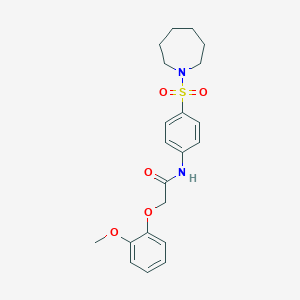 molecular formula C21H26N2O5S B322263 N-[4-(azepan-1-ylsulfonyl)phenyl]-2-(2-methoxyphenoxy)acetamide 