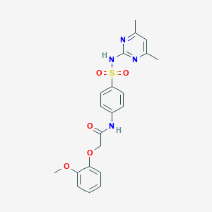 molecular formula C21H22N4O5S B322264 N-[4-[(4,6-dimethylpyrimidin-2-yl)sulfamoyl]phenyl]-2-(2-methoxyphenoxy)acetamide 