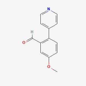 molecular formula C13H11NO2 B3222714 5-Methoxy-2-(pyridin-4-yl)benzaldehyde CAS No. 1214364-81-4