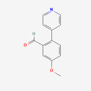 molecular formula C13H11NO2 B3222714 5-甲氧基-2-(吡啶-4-基)苯甲醛 CAS No. 1214364-81-4