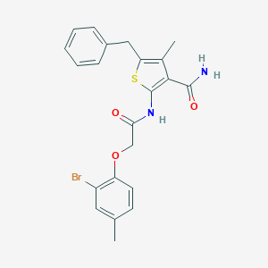 molecular formula C22H21BrN2O3S B322281 5-Benzyl-2-{[(2-bromo-4-methylphenoxy)acetyl]amino}-4-methylthiophene-3-carboxamide 