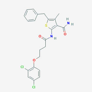 molecular formula C23H22Cl2N2O3S B322282 5-Benzyl-2-{[4-(2,4-dichlorophenoxy)butanoyl]amino}-4-methylthiophene-3-carboxamide 