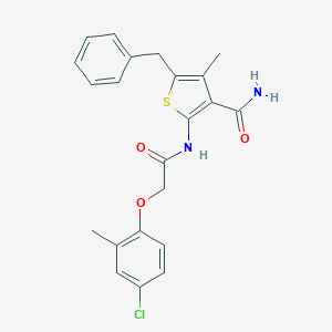 molecular formula C22H21ClN2O3S B322283 5-Benzyl-2-{[(4-chloro-2-methylphenoxy)acetyl]amino}-4-methyl-3-thiophenecarboxamide 