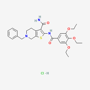 molecular formula C28H34ClN3O5S B3222888 6-Benzyl-2-(3,4,5-triethoxybenzamido)-4,5,6,7-tetrahydrothieno[2,3-c]pyridine-3-carboxamide hydrochloride CAS No. 1215800-44-4