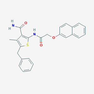 molecular formula C25H22N2O3S B322289 5-Benzyl-4-methyl-2-{[(2-naphthyloxy)acetyl]amino}thiophene-3-carboxamide 