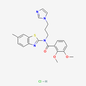 molecular formula C23H25ClN4O3S B3222896 N-(3-(1H-imidazol-1-yl)propyl)-2,3-dimethoxy-N-(6-methylbenzo[d]thiazol-2-yl)benzamide hydrochloride CAS No. 1215840-82-6