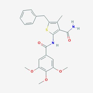 molecular formula C23H24N2O5S B322291 5-Benzyl-4-methyl-2-[(3,4,5-trimethoxybenzoyl)amino]thiophene-3-carboxamide 
