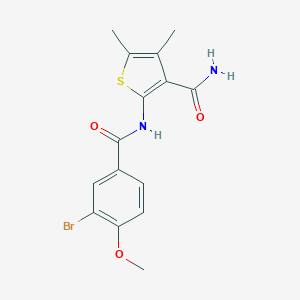 molecular formula C15H15BrN2O3S B322292 2-[(3-Bromo-4-methoxybenzoyl)amino]-4,5-dimethylthiophene-3-carboxamide 