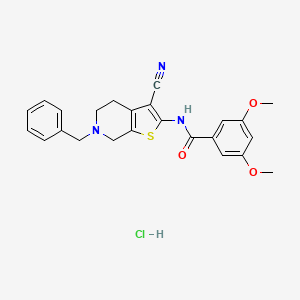 molecular formula C24H24ClN3O3S B3222927 N-(6-benzyl-3-cyano-4,5,6,7-tetrahydrothieno[2,3-c]pyridin-2-yl)-3,5-dimethoxybenzamide hydrochloride CAS No. 1216402-31-1