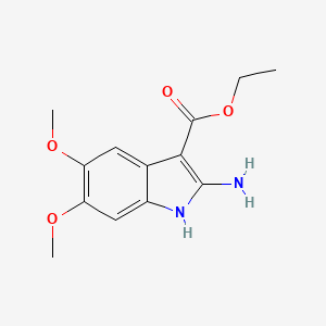 molecular formula C13H16N2O4 B3222932 ethyl 2-amino-5,6-dimethoxy-1H-indole-3-carboxylate CAS No. 121641-88-1