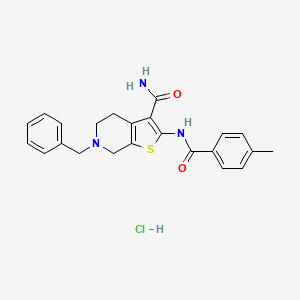 molecular formula C23H24ClN3O2S B3222937 6-Benzyl-2-(4-methylbenzamido)-4,5,6,7-tetrahydrothieno[2,3-c]pyridine-3-carboxamide hydrochloride CAS No. 1216423-40-3