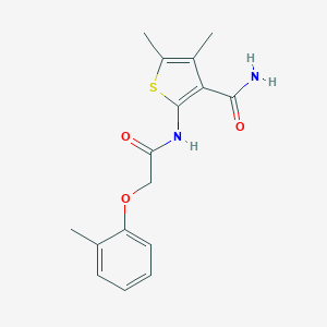 molecular formula C16H18N2O3S B322294 4,5-Dimethyl-2-{[(2-methylphenoxy)acetyl]amino}thiophene-3-carboxamide 