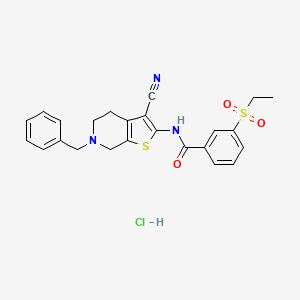 molecular formula C24H24ClN3O3S2 B3222946 N-(6-benzyl-3-cyano-4,5,6,7-tetrahydrothieno[2,3-c]pyridin-2-yl)-3-(ethylsulfonyl)benzamide hydrochloride CAS No. 1216500-89-8