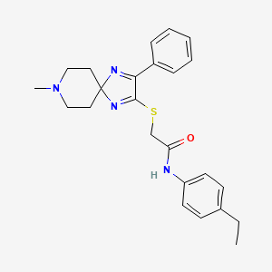 molecular formula C24H28N4OS B3222954 N-(4-ethylphenyl)-2-((8-methyl-3-phenyl-1,4,8-triazaspiro[4.5]deca-1,3-dien-2-yl)thio)acetamide CAS No. 1216506-97-6