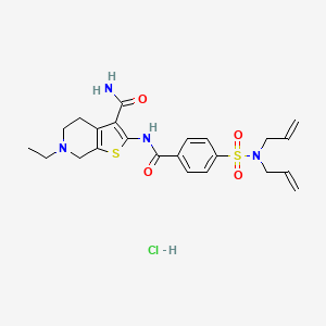 molecular formula C23H29ClN4O4S2 B3222963 2-(4-(N,N-diallylsulfamoyl)benzamido)-6-ethyl-4,5,6,7-tetrahydrothieno[2,3-c]pyridine-3-carboxamide hydrochloride CAS No. 1216541-78-4