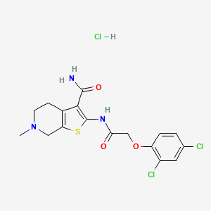 molecular formula C17H18Cl3N3O3S B3222973 2-(2-(2,4-Dichlorophenoxy)acetamido)-6-methyl-4,5,6,7-tetrahydrothieno[2,3-c]pyridine-3-carboxamide hydrochloride CAS No. 1216550-19-4