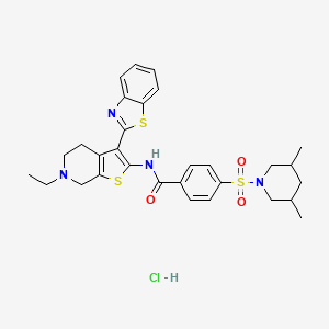 N-(3-(benzo[d]thiazol-2-yl)-6-ethyl-4,5,6,7-tetrahydrothieno[2,3-c]pyridin-2-yl)-4-((3,5-dimethylpiperidin-1-yl)sulfonyl)benzamide hydrochloride