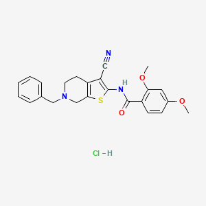 molecular formula C24H24ClN3O3S B3223001 N-(6-benzyl-3-cyano-4,5,6,7-tetrahydrothieno[2,3-c]pyridin-2-yl)-2,4-dimethoxybenzamide hydrochloride CAS No. 1216629-35-4