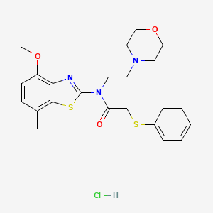 molecular formula C23H28ClN3O3S2 B3223026 N-(4-methoxy-7-methylbenzo[d]thiazol-2-yl)-N-(2-morpholinoethyl)-2-(phenylthio)acetamide hydrochloride CAS No. 1216660-47-7