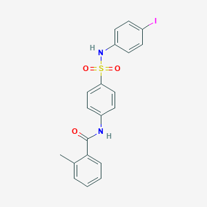 molecular formula C20H17IN2O3S B322303 N-{4-[(4-iodoanilino)sulfonyl]phenyl}-2-methylbenzamide 