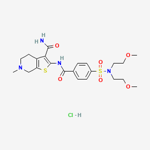 molecular formula C22H31ClN4O6S2 B3223037 2-{4-[bis(2-methoxyethyl)sulfamoyl]benzamido}-6-methyl-4H,5H,6H,7H-thieno[2,3-c]pyridine-3-carboxamide hydrochloride CAS No. 1216727-80-8