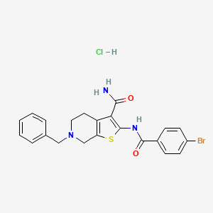 molecular formula C22H21BrClN3O2S B3223054 6-Benzyl-2-(4-bromobenzamido)-4,5,6,7-tetrahydrothieno[2,3-c]pyridine-3-carboxamide hydrochloride CAS No. 1216799-37-9
