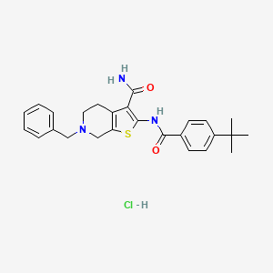 molecular formula C26H30ClN3O2S B3223057 6-Benzyl-2-(4-(tert-butyl)benzamido)-4,5,6,7-tetrahydrothieno[2,3-c]pyridine-3-carboxamide hydrochloride CAS No. 1216838-71-9
