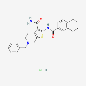 molecular formula C26H28ClN3O2S B3223095 6-Benzyl-2-(5,6,7,8-tetrahydronaphthalene-2-carboxamido)-4,5,6,7-tetrahydrothieno[2,3-c]pyridine-3-carboxamide hydrochloride CAS No. 1216919-82-2