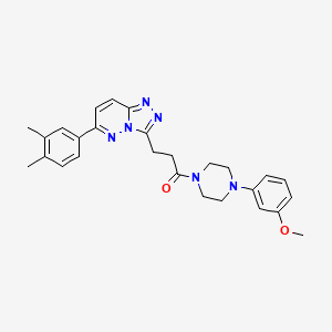 molecular formula C27H30N6O2 B3223109 3-[6-(3,4-Dimethylphenyl)-[1,2,4]triazolo[4,3-b]pyridazin-3-yl]-1-[4-(3-methoxyphenyl)piperazin-1-yl]propan-1-one CAS No. 1216921-61-7