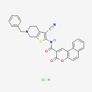 molecular formula C29H22ClN3O3S B3223111 N-(6-benzyl-3-cyano-4,5,6,7-tetrahydrothieno[2,3-c]pyridin-2-yl)-3-oxo-3H-benzo[f]chromene-2-carboxamide hydrochloride CAS No. 1216964-28-1