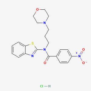 molecular formula C21H23ClN4O4S B3223142 N-(benzo[d]thiazol-2-yl)-N-(3-morpholinopropyl)-4-nitrobenzamide hydrochloride CAS No. 1217113-02-4