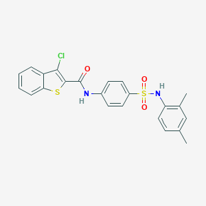 molecular formula C23H19ClN2O3S2 B322316 3-chloro-N-{4-[(2,4-dimethylanilino)sulfonyl]phenyl}-1-benzothiophene-2-carboxamide 