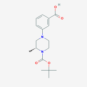 molecular formula C17H24N2O4 B3223232 3-[(3R)-4-(tert-Butoxycarbonyl)-3-methylpiperazin-1-yl]benzoic acid CAS No. 1217664-45-3