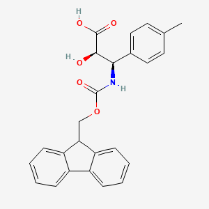 molecular formula C25H23NO5 B3223248 (2R,3R)-3-((((9H-Fluoren-9-yl)methoxy)carbonyl)amino)-2-hydroxy-3-(p-tolyl)propanoic acid CAS No. 1217669-56-1