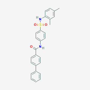 molecular formula C27H24N2O3S B322327 N-(4-{[(2,4-dimethylphenyl)amino]sulfonyl}phenyl)-4-biphenylcarboxamide 